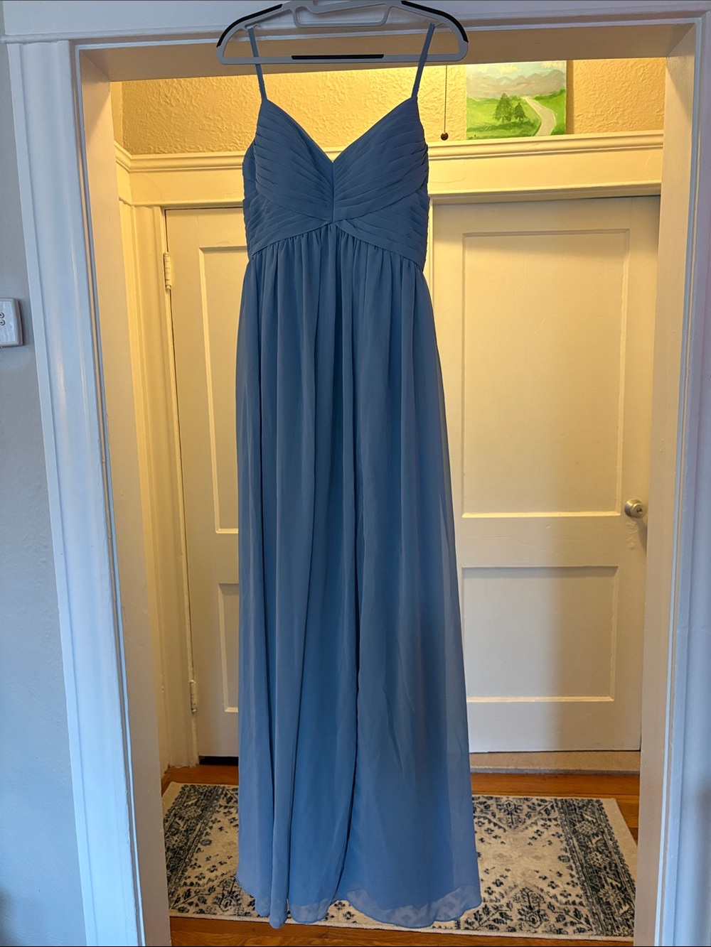 Azazie Chiffon Spaghetti-Strap Maxi Dress in Dusty Blue